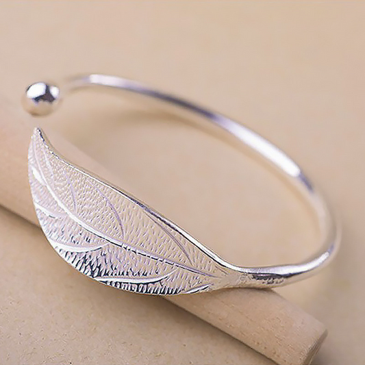 Bracelet réglable en argent 925 en forme de feuille