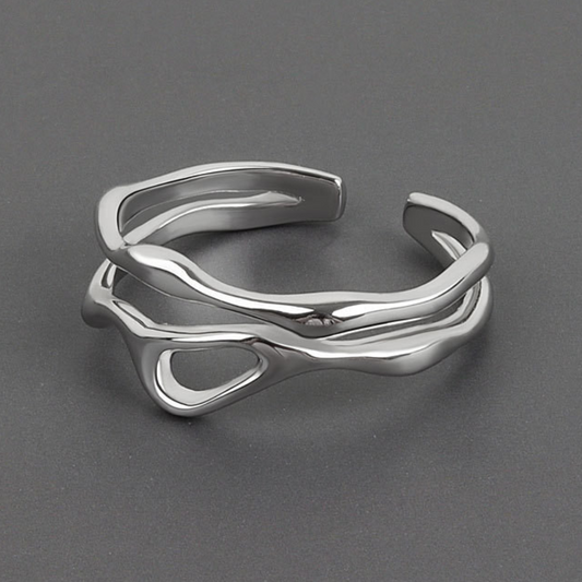 Bague réglable en argent 925 en forme de branche d'arbre