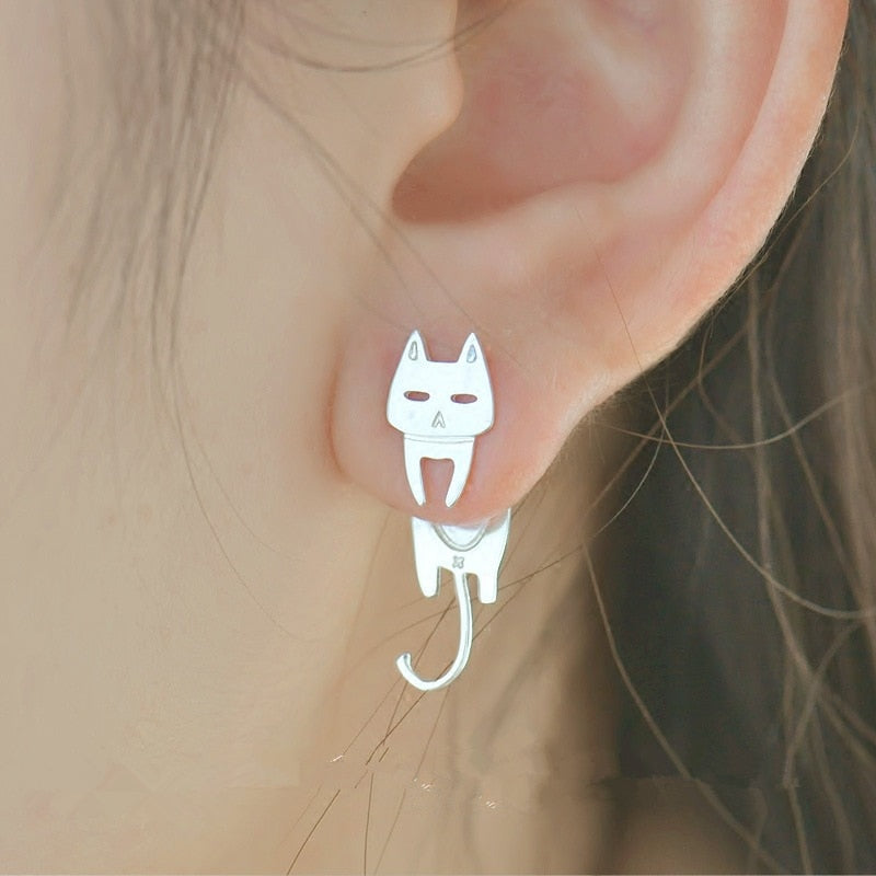 Boucles d'oreilles en argent 925 en forme de chat, édition spéciale