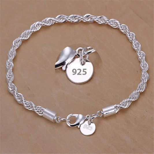 Bracelet en corde tressée en argent 925