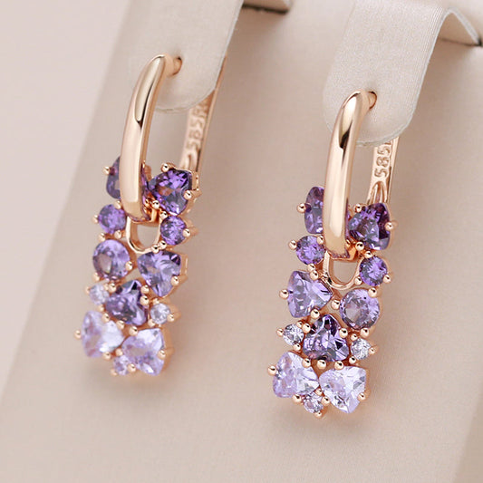 Boucles d'oreilles en or rose 18 Carats avec améthystes