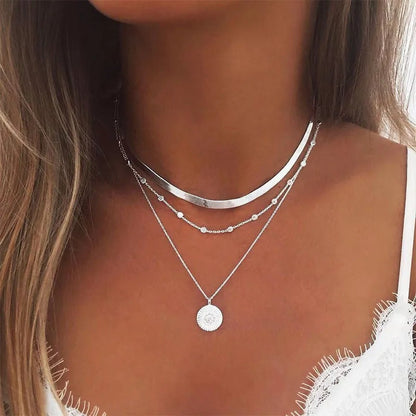 Collier rond à trois couches en argent 925