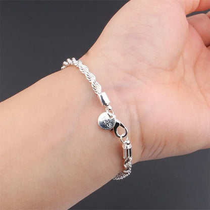 Bracelet en corde tressée en argent 925