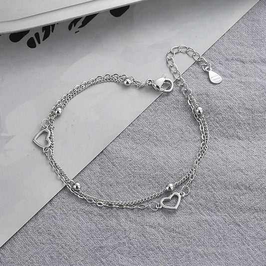 Bracelet fin en forme de cœur en argent 925