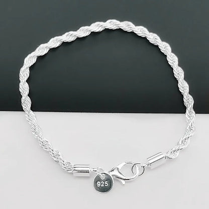 Bracelet en corde tressée en argent 925